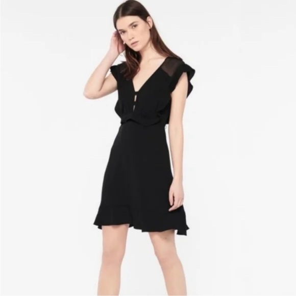 SANDRO PARIS Black V-Neck Sheath Mini Dress size 1 - Picture 8 of 16